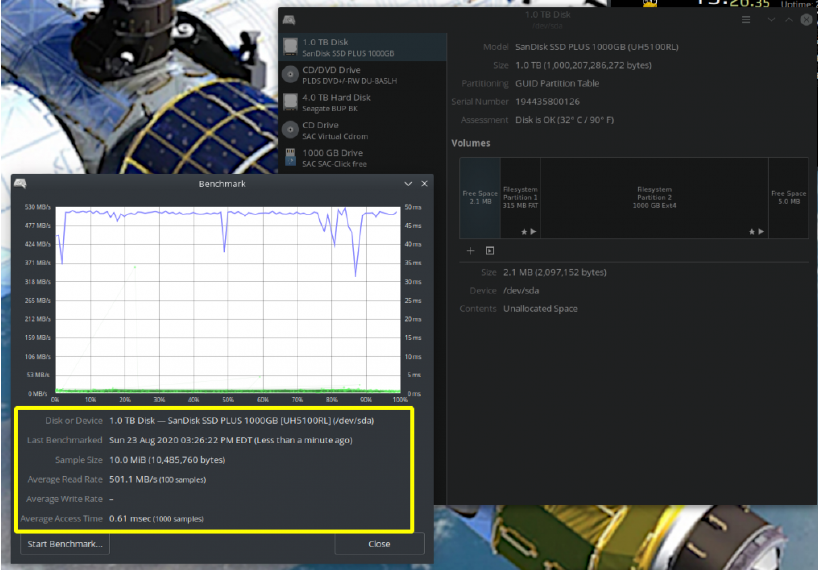 benchmarking a drive in the GUI