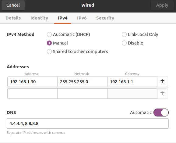 statically assigning a LAN IP Address